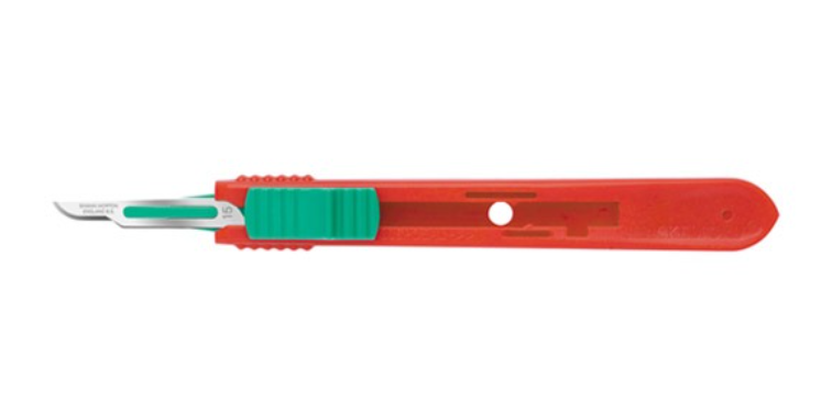 Safety Scalpels, Cincinnati Surgical, Size 15, Red Handle, Disposable, Sterile, 25/bx