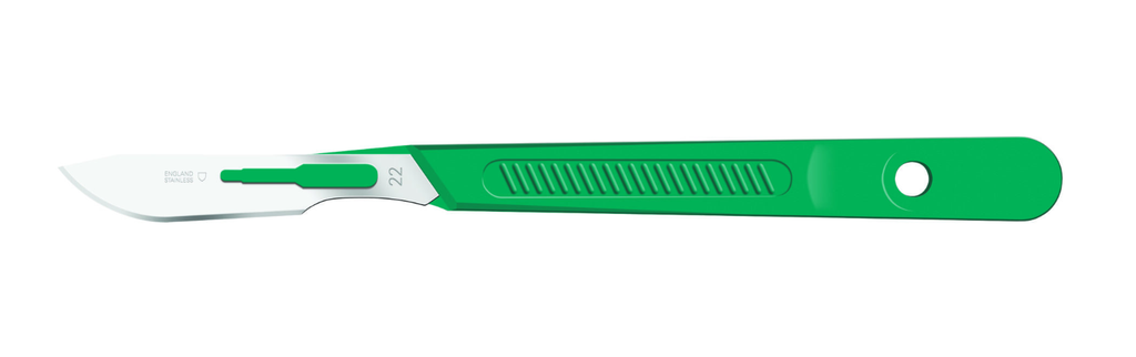Scalpel, Lance, Size 22, Green Handle, Disposable, Sterile, 10/bx