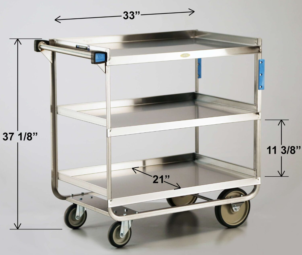 Lakeside 744 Stainless Steel Utility Cart, 3 Shelf