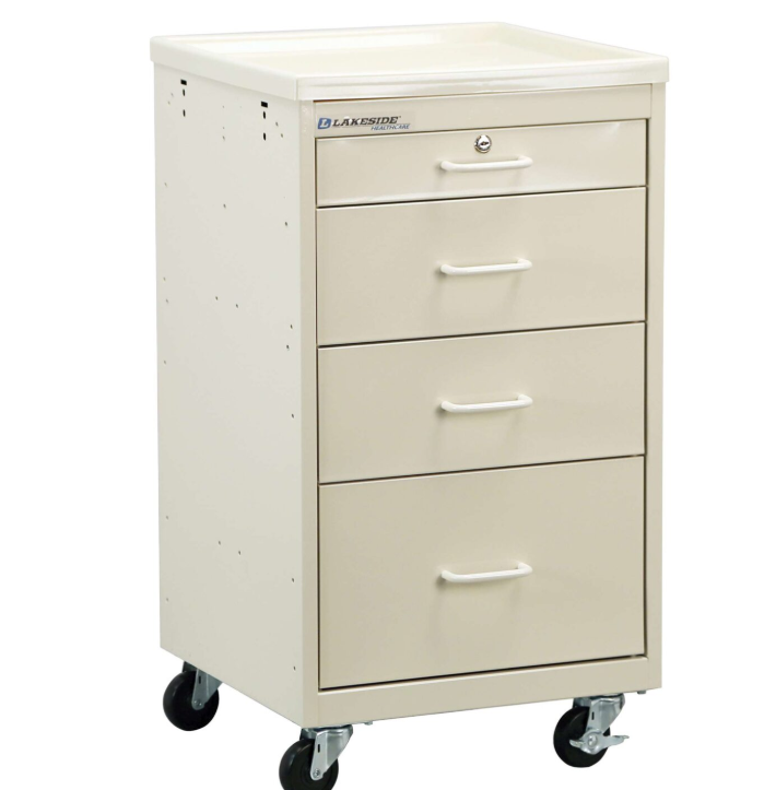 Lakeside BV01 Super Saver 4-Drawer Bedside Cart, Beige