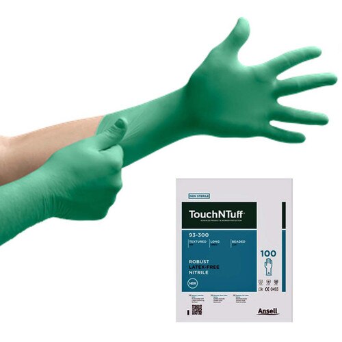 Cleanroom Glove, Nitrile, X-Large, Green, Powder-Free, Disposable, LF, Non-Sterile, 50/bg, 2 bg/polybag, 10 polybag/liner, 1 liner/cs(US Only)