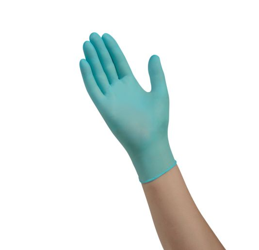 Glove, Stretch Nitrile Exam, Fingertip Textured, Med, Teal, PF, 150/bx, 10bx/cs