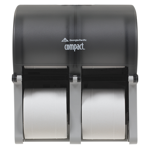 COMPACT® Toilet Paper Dispenser, 4-Roll, Quad, Plus, Coreless, High-Capacity, Black, 1/cs