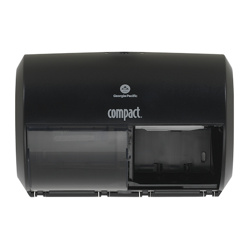 COMPACT® Tissue Dispenser, Black, 2-Roll, Side-By-Side, Coreless, High Capacity, 1/cs