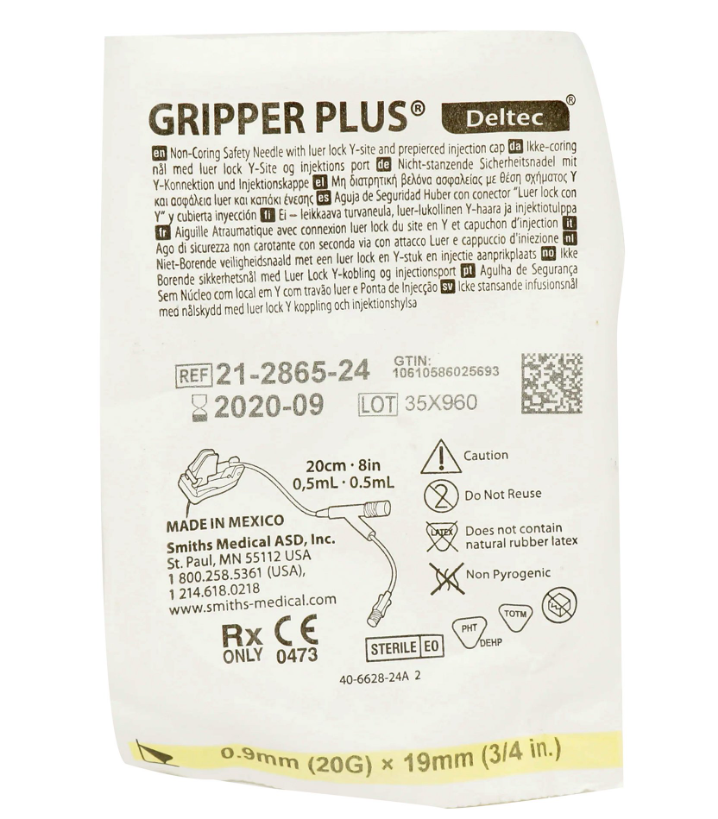Needle Gripper, 20G x 0.75", Y-Site, 12/bx
