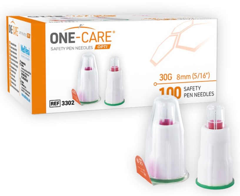 OPTI Safety Pen Needles, 30G x 8mm, 100/bx
