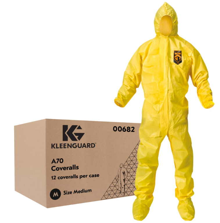 KleenGuard A70 Coverall w/Hood & Boots, Med, Yellow, 12/cs