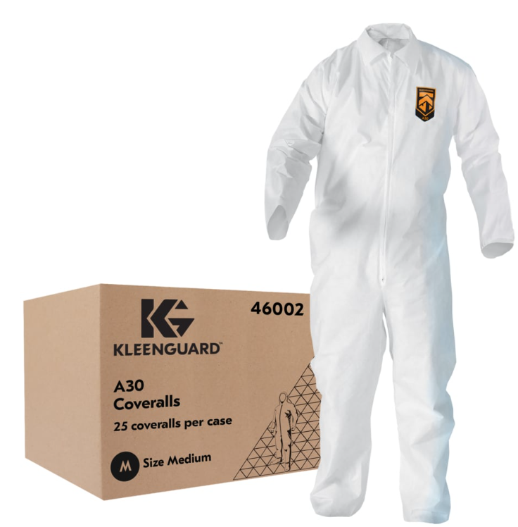 KleenGuard A30 Coveralls, Med, White, 25/cs