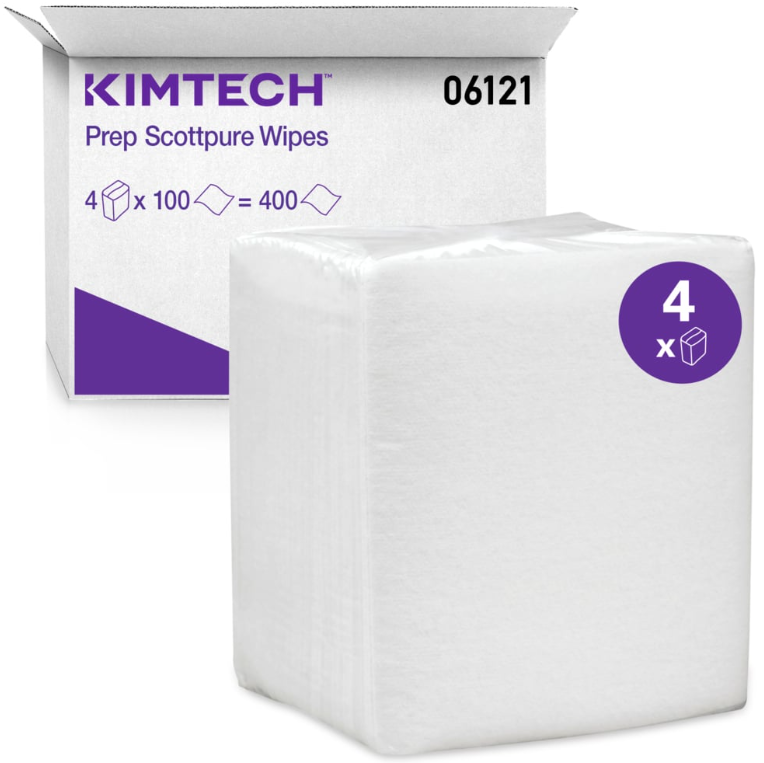 Kimtech Prep Scottpure Critical Task Wipes, White, 100 sheet/pk, 4 pk/cs