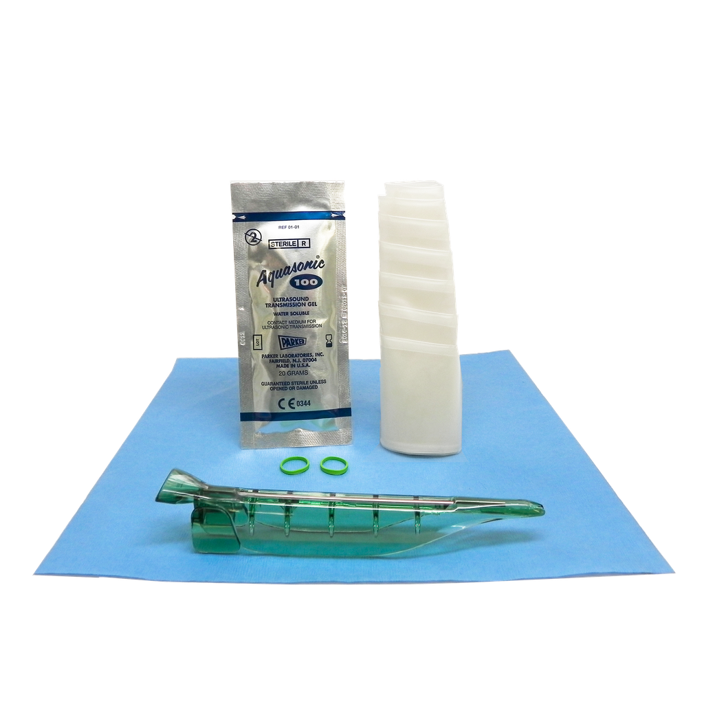 Endocavity Needle Guide, 5"-2" x 24" PU Cover, Sterile Gel, Bands, Sterile, Compatible with Esaote EC123, EC1123, SE3123, SE3133, TRT12, IVT12; GE Healthcare IC5-9-RS, IC5-9W-RS; Philips E6509; Samsung BCC4-9; Siemens BE9-4; Terason 8EC4, 24/bx