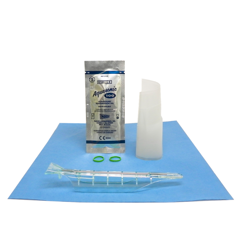 Endocavity Needle Guide, 4"-1.25" x 12" PU Cover, Sterile Gel, Bands, Sterile, Compatible w/ Esaote E8-5 R10, Mindray EV6.5 MHZ/R10, 6CV1, 6CV1P, 6CV1s, 65EC10EA, 65EC10EB, 65EC10HA, CB10-4, CB10-4e, CB10-4s, V10-4, V10-4B, V10-4BP, V10-4Bs, V10-4s, V11-3, V11-3B, V11-3BE, V11-3E, V11-3H, V11-3HE, V11-3Hs, V11-3HU, V11-3s, V11-3WE, Samsung EC4-9ES, EC4-9IS, ER4-9ES, 10R EV/140D, Siemens 6.5 EC10, EC7, EC9-4, EV9-4, Supersonic Imagine SE12-3, SEV12-3, Terason 8EC4(V), Zonare E9-3, 24/bx