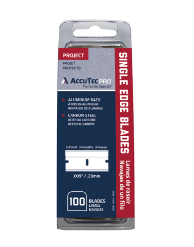 Pro Single Edge Blade, .009 High Carbon Steel, Aluminum Back, 100/pk 50/cs