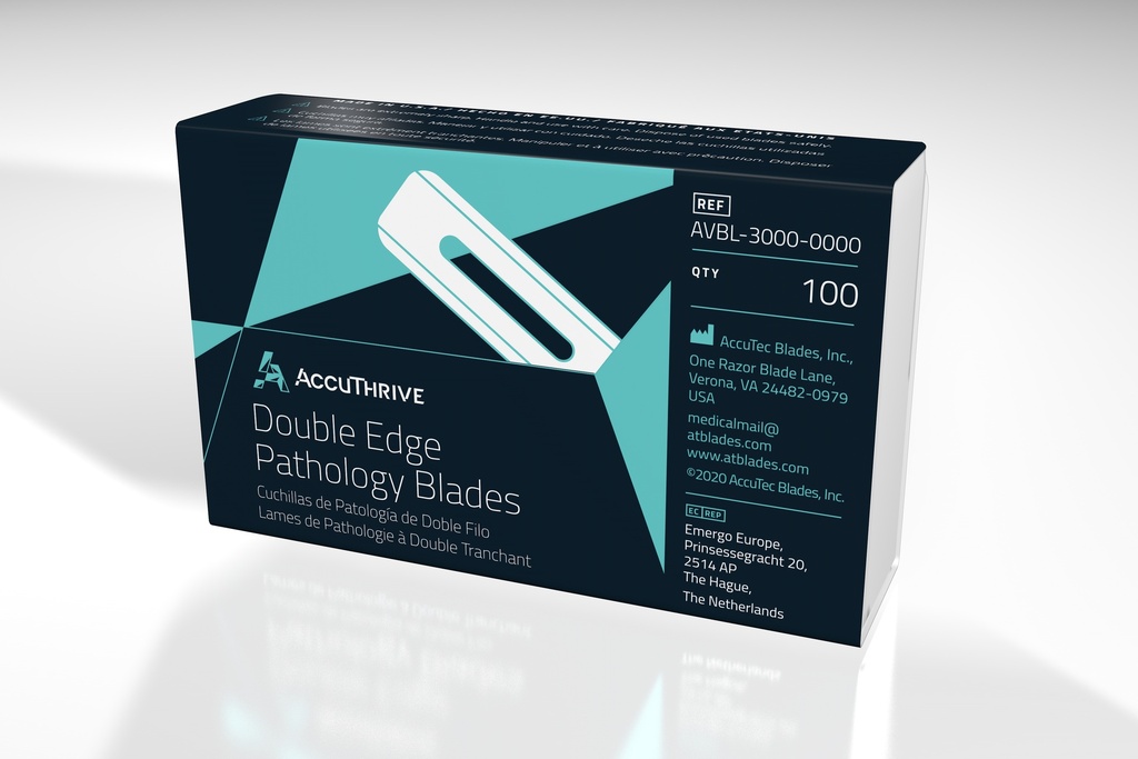 AccuThrive Double Edge Pathology Blade, Carbon Steel, 100bl/ct, 10ct/cs