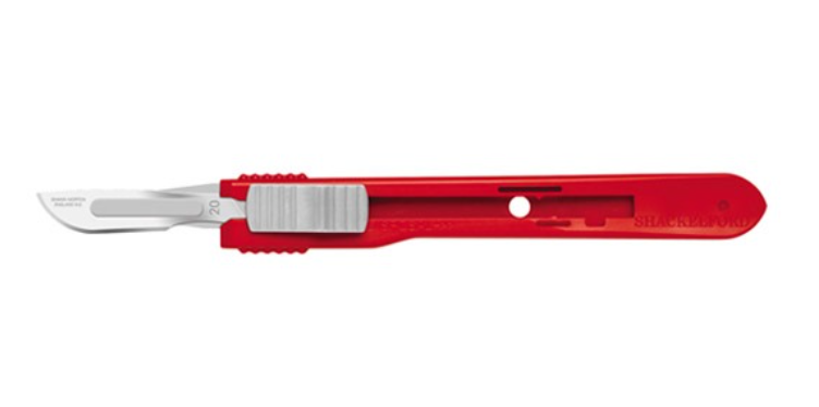 Safety Scalpels, Swann Morton, Size 20, Red Handle, Disposable, Sterile, 25/bx