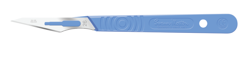 Scalpel, Swann Morton, Size 26, Blue Handle, Disposable, Sterile, 10/bx