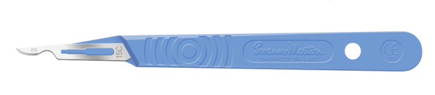 Scalpel, Swann Morton, Size 15c, Blue Handle, Disposable, Sterile, 10/bx