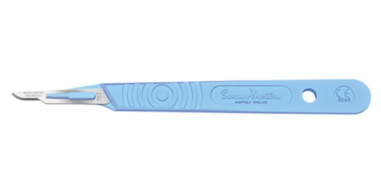Scalpel, Swann Morton, Size 15t, Blue Handle, Disposable, Sterile, 10/bx