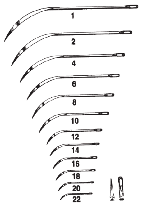 Suture Needle, Size 8, Regular Surgeons, Half Curved Cutting Edge, Non-Sterile, 12/pk