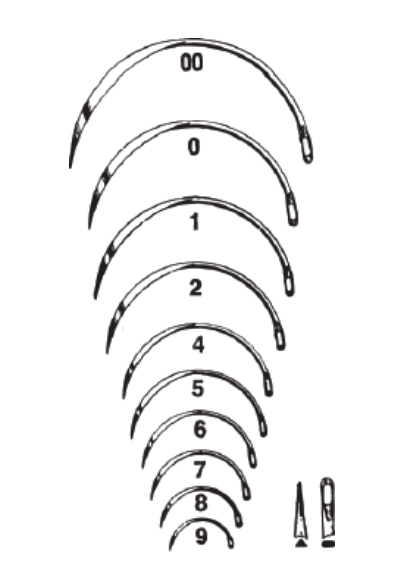 Suture Needle, Size 0, Regular Surgeons, ½ Circle Cutting Edge, Non-Sterile, 12/pk
