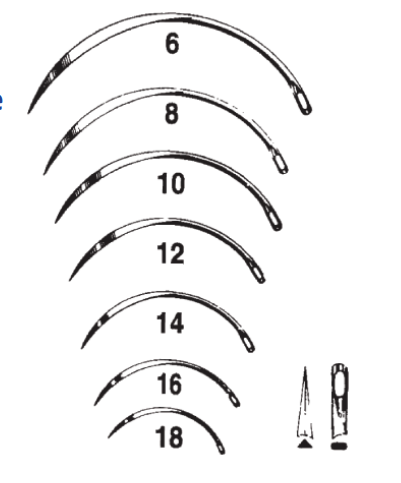 Suture Needle, Size 16, Regular Surgeons Reversed, 3/8 Circle Reversed Cut, 12/pk