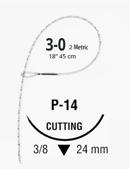 V-Loc 180 Suture, 3/8 Circle, Size 3-0, 18", Absorbale, Undyed, P-14, 12/cs