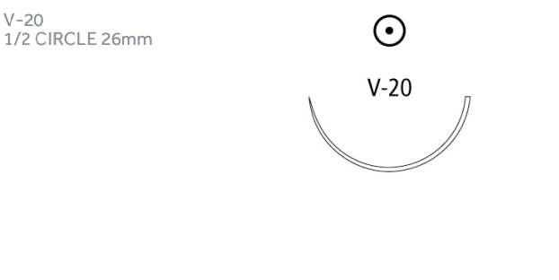 V-Loc 180 Suture, 1/2 Circle, Size 2-0, 12", Absorbale, Green, V-20, 12/cs