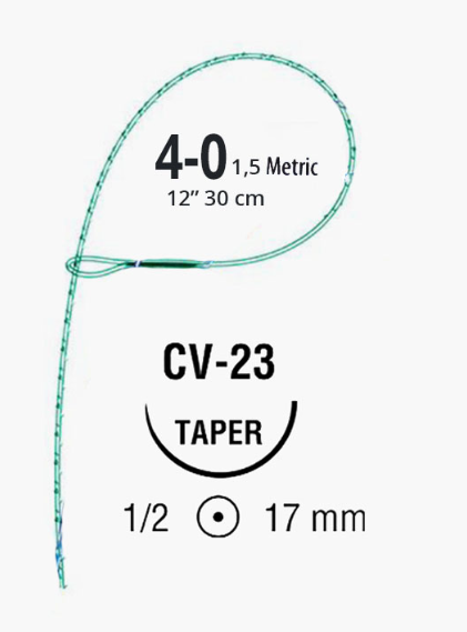 V-Loc 180 Suture, 1/2 Circle, Size 4-0, 12", Absorbale, Green, CV-23, 12/cs