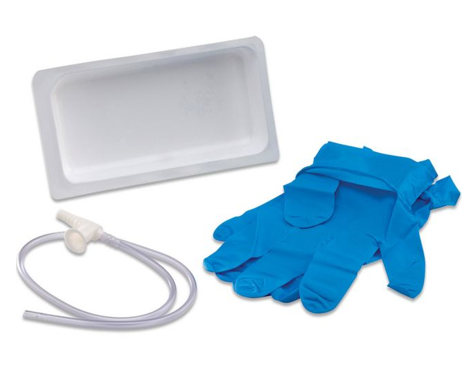 Argyle Graduated Suction Catheter Tray w/Chimney Valve, 100 ml, Sterile Saline, 10FR, 24/cs