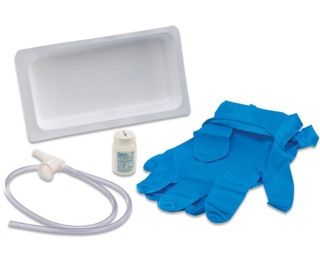 Argyle Graduated Suction Catheter Tray w/ Chimney Valve, 14FR, 100ml, Sterile Saline, 24/cs
