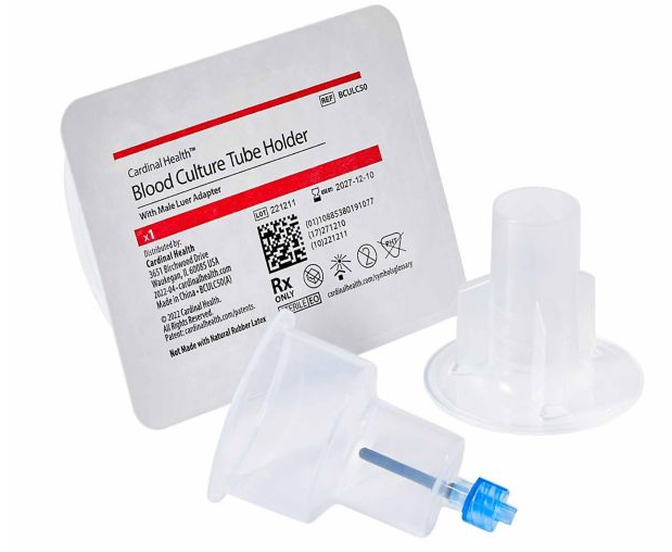 Blood Culture Devices w/Removable Safety Sleeves, Male Adapter, Blue, 50/bx, 4 bx/cs