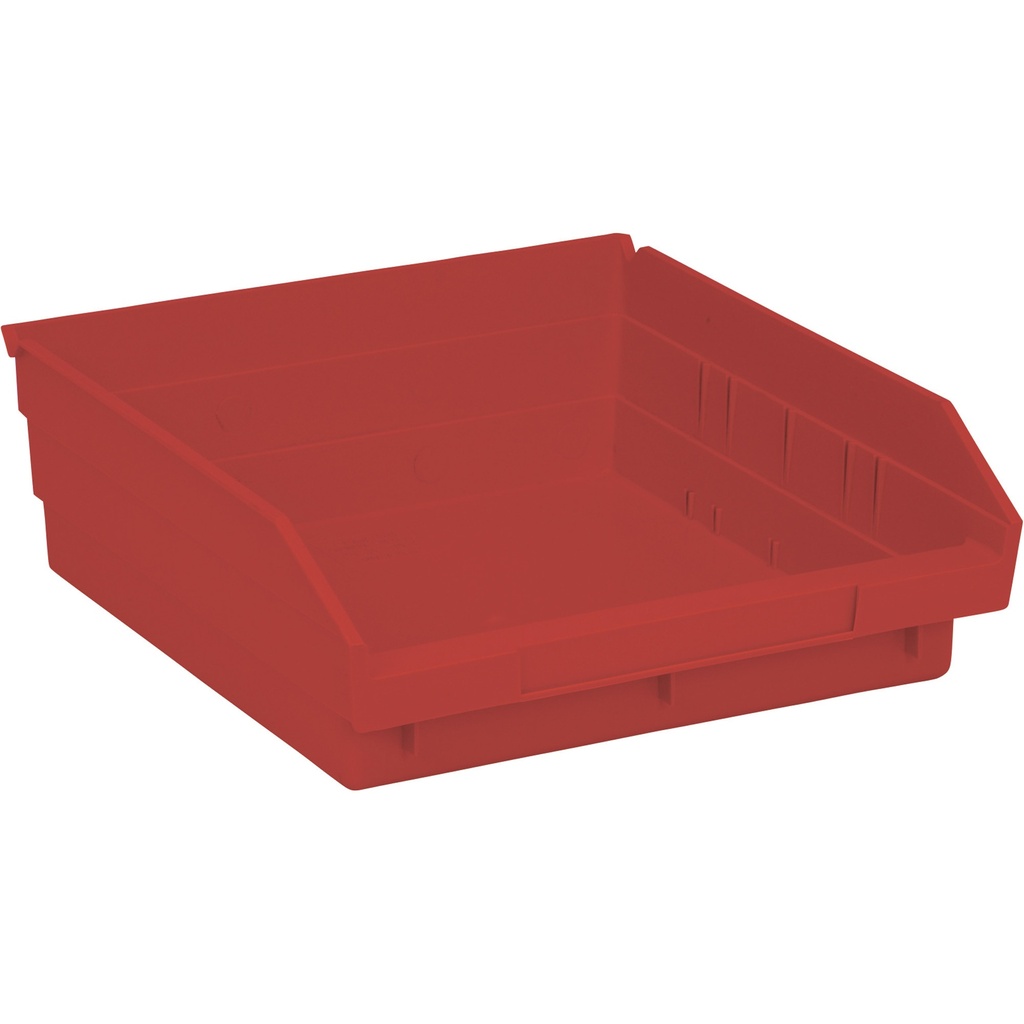 Shelf Bin, 11 5/8" x 11 1/8" x 4", Red, 8/ctn