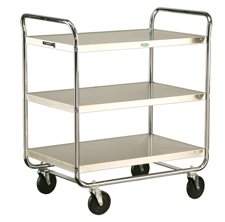 Lakeside 493 Tubular Utility Cart, NSF, Chrome Plated Frame, 3 Shelf