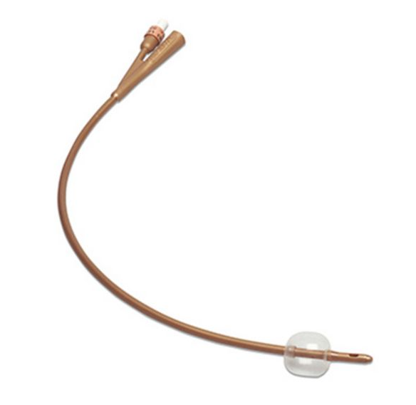 Dover 2-Way Foley Catheter, Silver Coated, Silicone, Rounded Tip, 24FR, 30 ml, 10/ct, 1 ct/cs