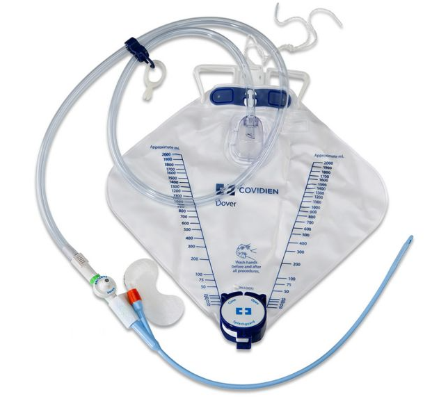 Dover Silicone Urine Meter Foley Sampling Catheterization Kit, Luer Lock, 16FR, 2000 ml, 10/CS