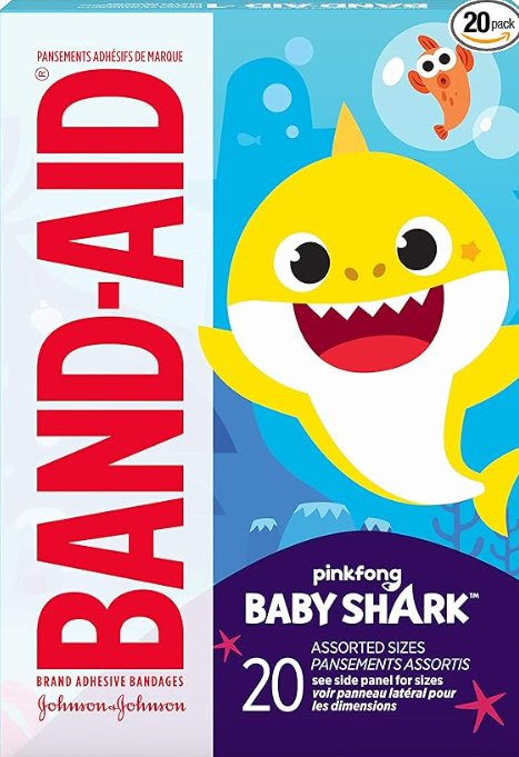 Band-Aid Bandage, Baby Shark, Assorted, 20 ct., 6/bx, 4 bx/cs