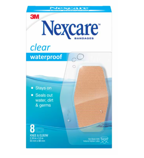 Nexcare Waterproof Bandages, Knees & Elbows, 8 ct, 3 pk/ctn, 8 ctn/cs