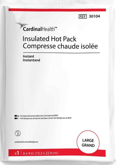 Instant Hot Pack, Insulated, Large, 6" x 9", Disposable, 24/cs