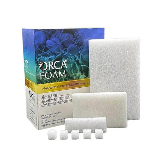ORCA Foam, Porcine Gelatin Hemostatic Sponges, Size 4, 20mm x 20mm x 7mm, 20/bx