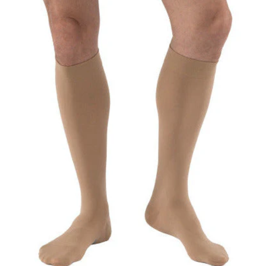 Compression Knee High, 20-30, Closed Toe, Silicone, Beige, XLg, 1/pr