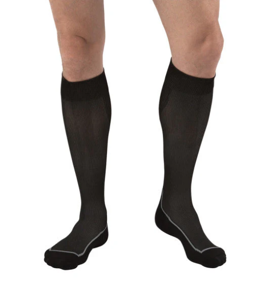 Sport Knee High, 15-20 Closed Toe, Black, Med, 1/pr