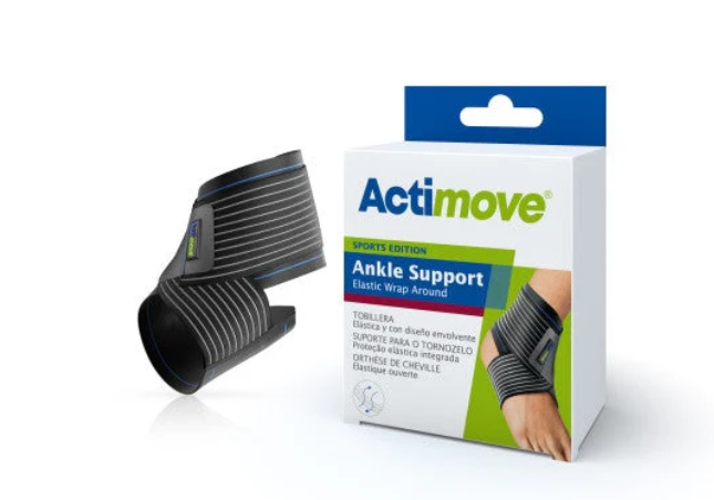Actimove Sports Elastic Wrap Ankle Support, Lg, 9"-10", Black