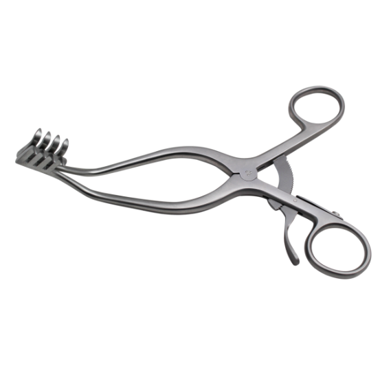 Retractor, Adson, Cerebellar, 4" x 4", Sharp Prongs, Straight Shaft