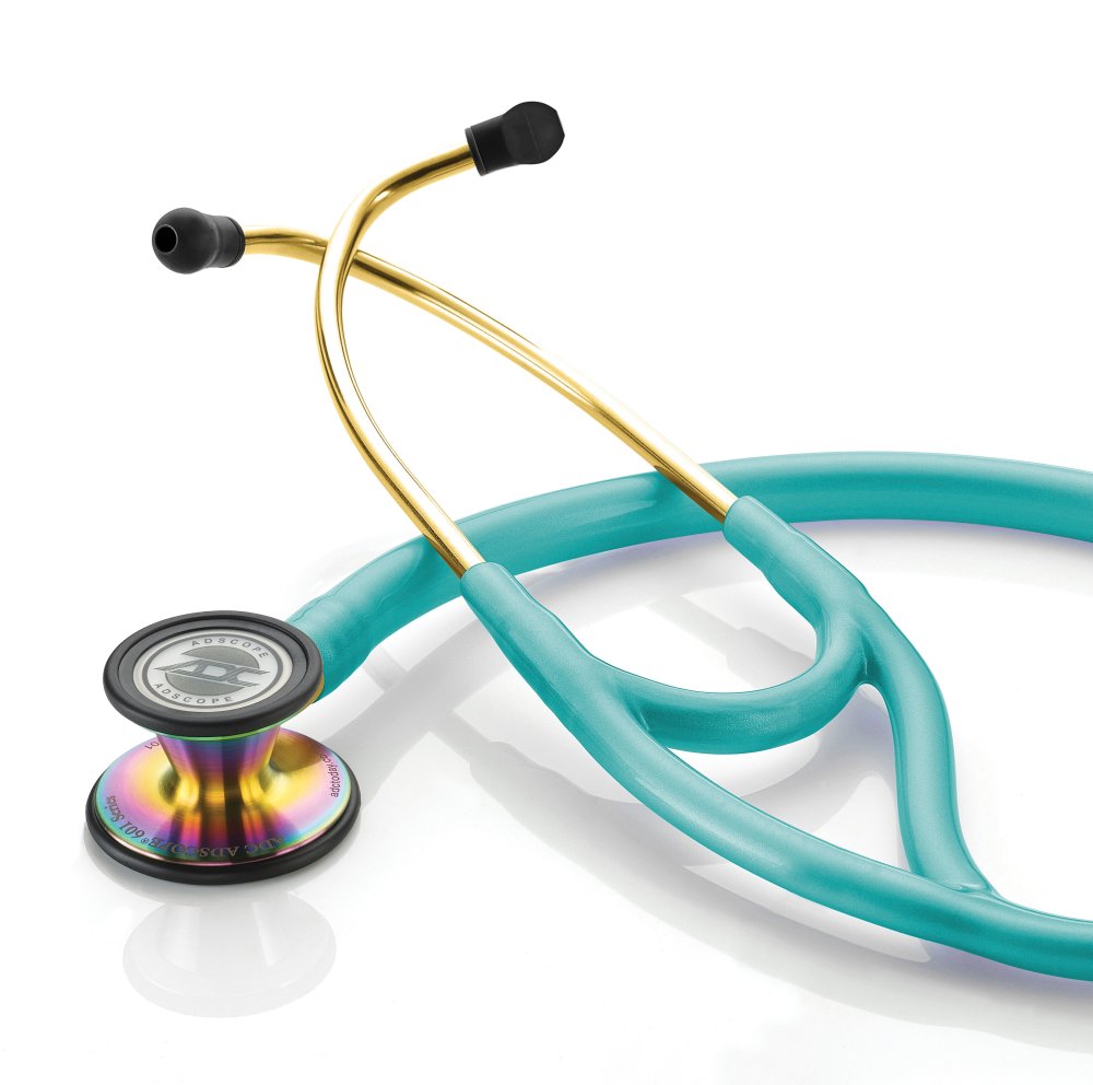 Cardiology Stethoscope, Adult, 28", Metallic Caribbean
