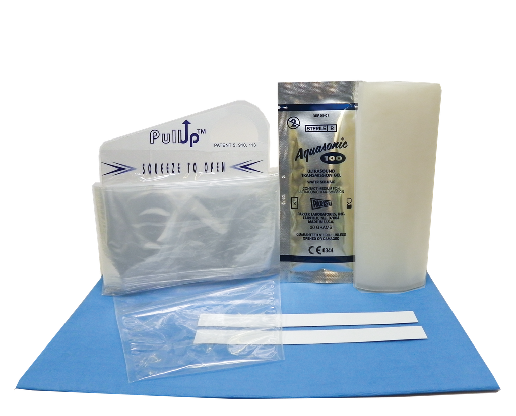 Surgical PullUp Probe Cover Kit, 5"-3" x 96", Polyethylene, Boot, Sterile Gel, Tapes, 24/bx