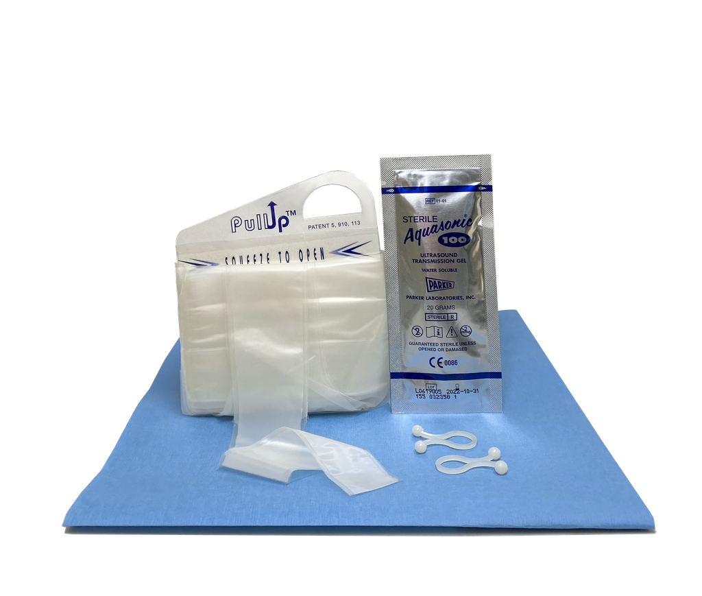 PullUp Probe Cover w/Form-Fit Tip, Sterile Gel, Clips, 5"-0.39" x 96", 10/bx