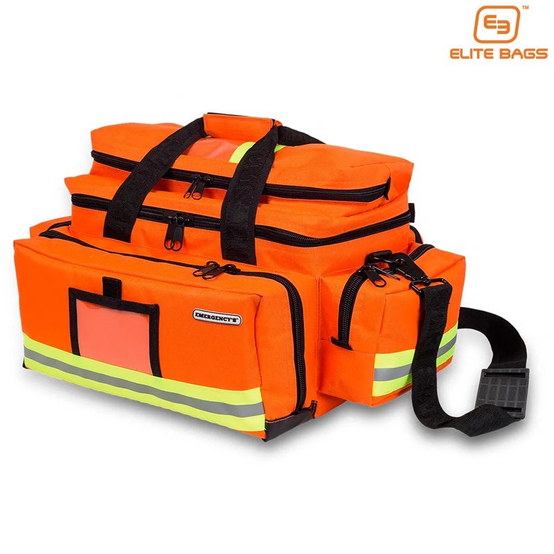 Elite Bags Emergency Great Capacity Bag Orange, Oversized Main Compartment, Padded Quick Grip Handles, Top/Side/Front//Back Compartments, External Card/ID Compartment, 21.7"x12.4"x13"