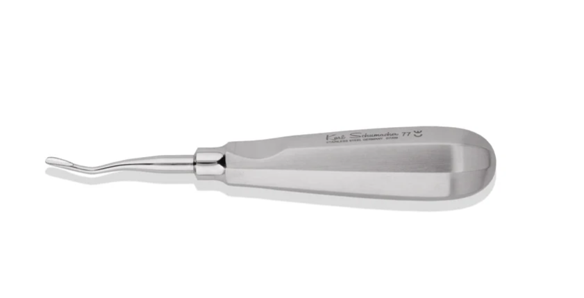 Elevator #77, Angled, Regular Flared, Distal, Serrated