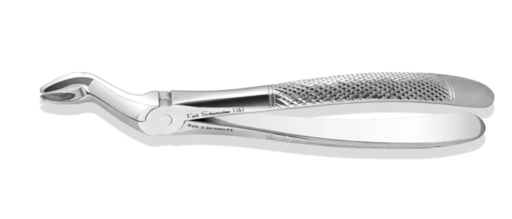 Upper Molar Apical Retention Forceps #1167, Bayonet w/Subgingival Beak