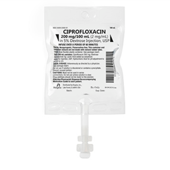 Ciprofloxacin in 5% Dextrose Injection, USP, 2 mg/ml, 100 ml Single-Dose Flexible Container, 24/cs