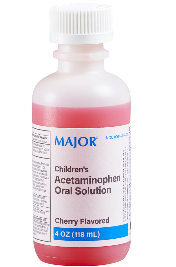 Acetaminophen, Oral Solution, Cherry, 160mg, 118mL, NDC# 00904-7014-20, 48/cs